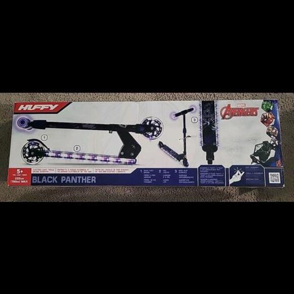 Huffy Black Panther Electro Light In Line 100mm Kids' Kick Scooter - Black - Picture 1 of 5